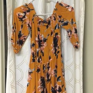 off the shoulder yellow romper